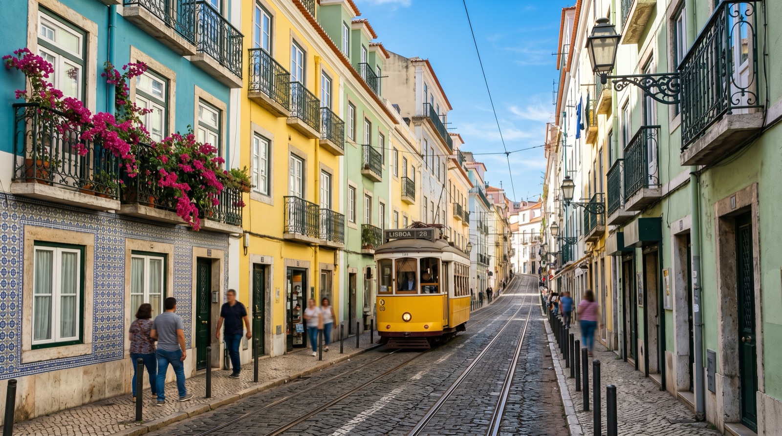 Lisbon Portugal yellow tram