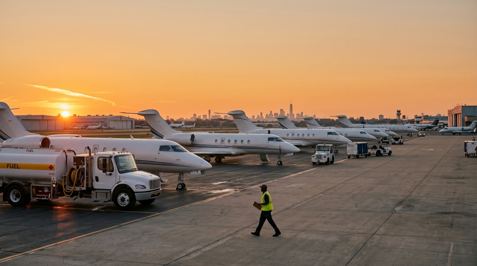 Hawker business jet on tarmac